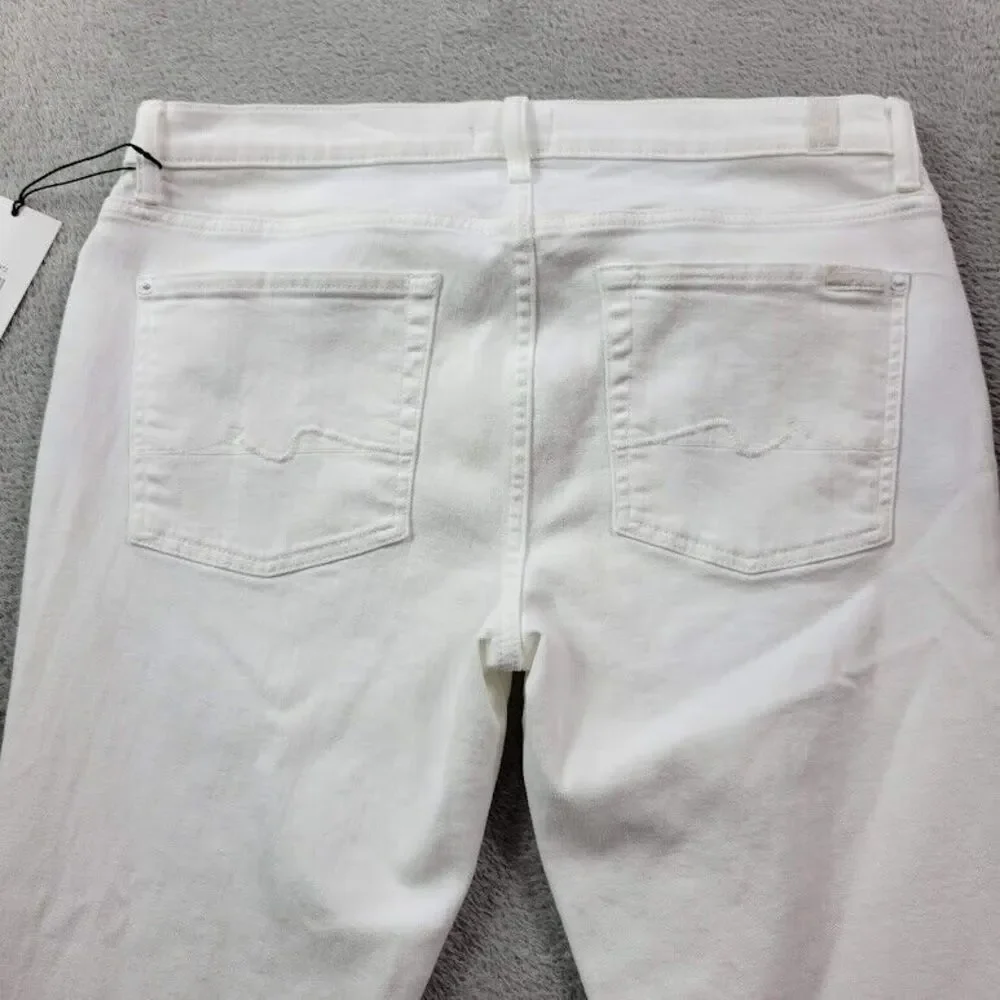 7 For All Mankind Jeans Women 32x32 White Original Bootcut Wide Baggy Y2K Skater - Picture 9 of 16